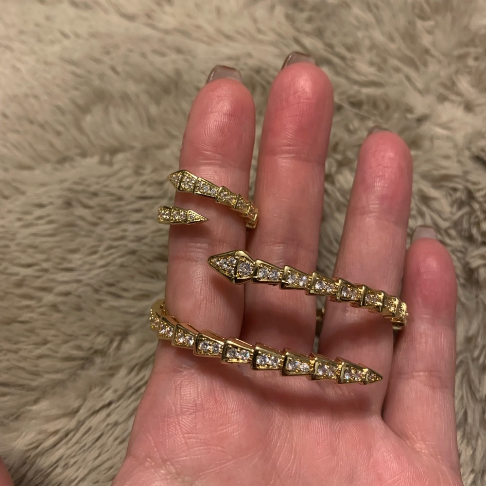 Snake bone bracelet and ring set- Silver color only